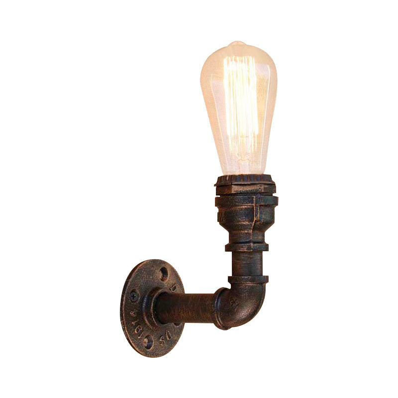 Avtoit | Curved Pipe Metal Wall Light Industrial Style 1 Bulb Bedroom Wall Lamp Light in Antique Bronze
