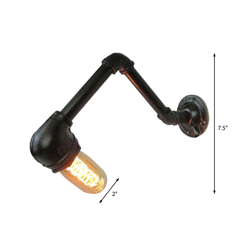 Avtoit | Black version 1 bulb wall light fixture industrial style metal pipe wall lighting for living room