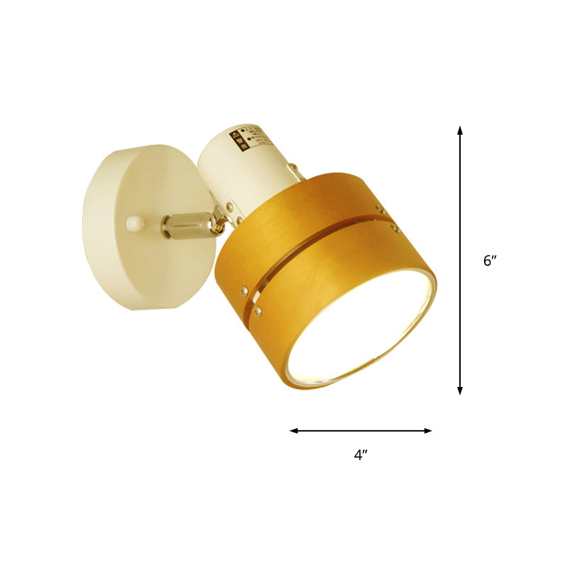 Avtoit | Study Room Drum Wall Lamp Corner Adjustable Wood Contemporary 1 Light Beige Wall Lamp