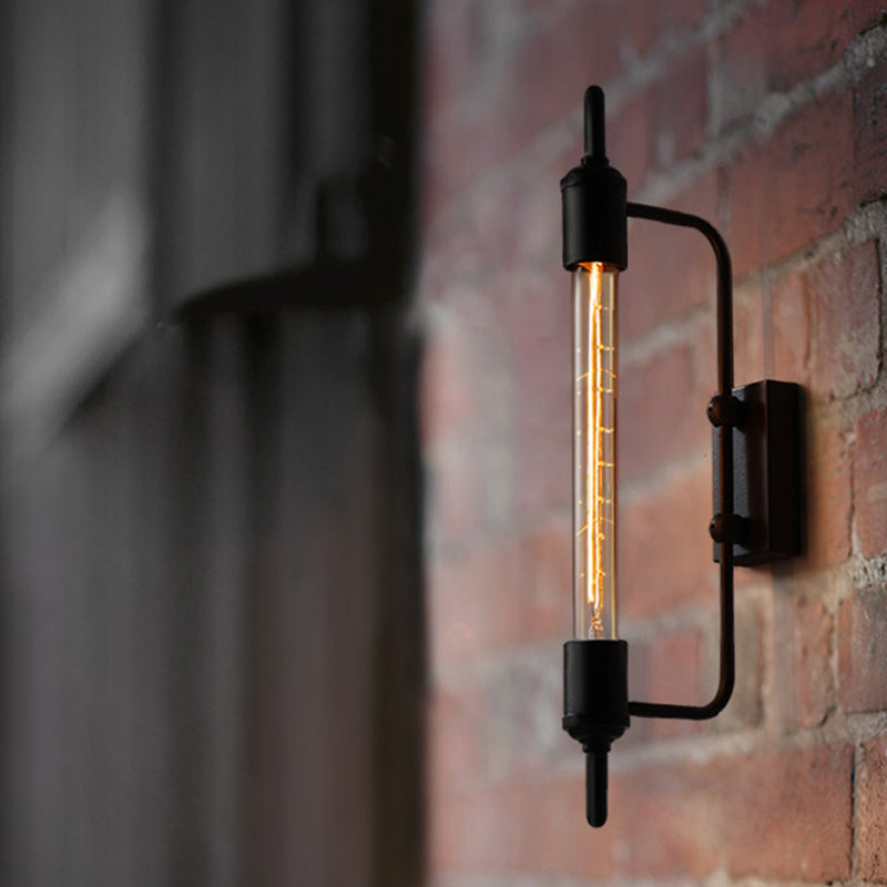 Avtoit | Metallic Linear Small Wall Lamp 1 Light Modern Stylish Wall Light in Black for the Front Door