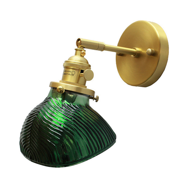 Avtoit | Rotatable Wall Light for Adults Bedroom Metal Single Light Green and Brass Wall Lamp