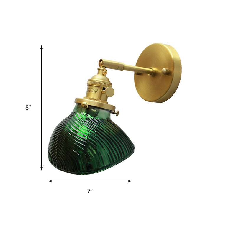 Avtoit | Rotatable Wall Light for Adults Bedroom Metal Single Light Green and Brass Wall Lamp