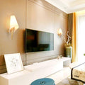 Avtoit | Glass Sweet Cone Wall Lamp Living Room 1 Light Contemporary Wall Light in White & Beige