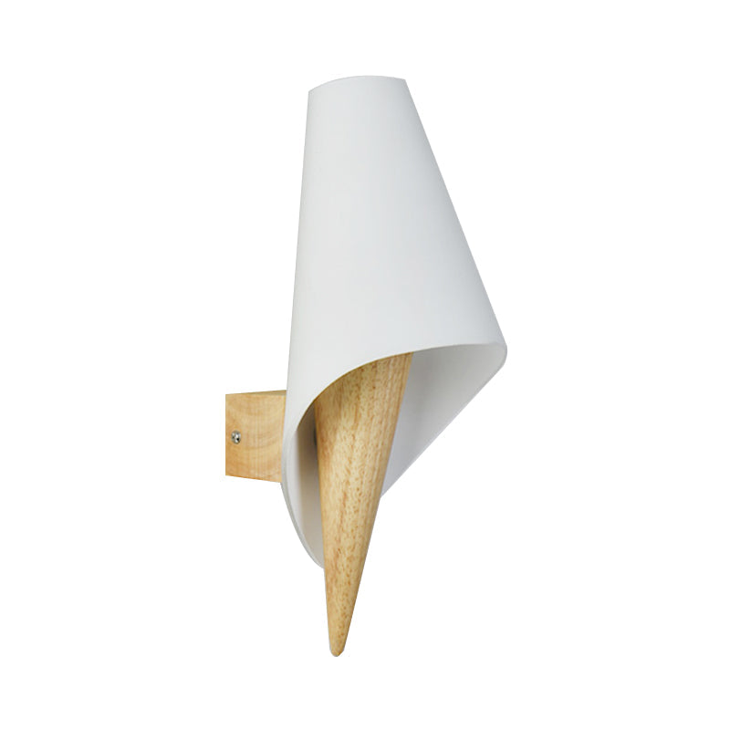 Avtoit | Glass Sweet Cone Wall Lamp Living Room 1 Light Contemporary Wall Light in White & Beige