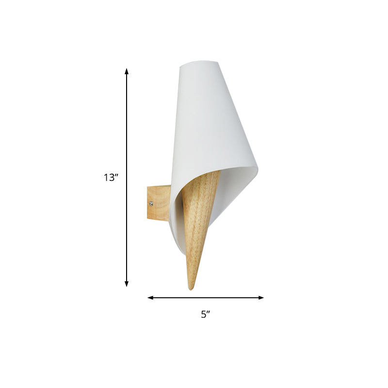 Avtoit | Glass Sweet Cone Wall Lamp Living Room 1 Light Contemporary Wall Light in White & Beige