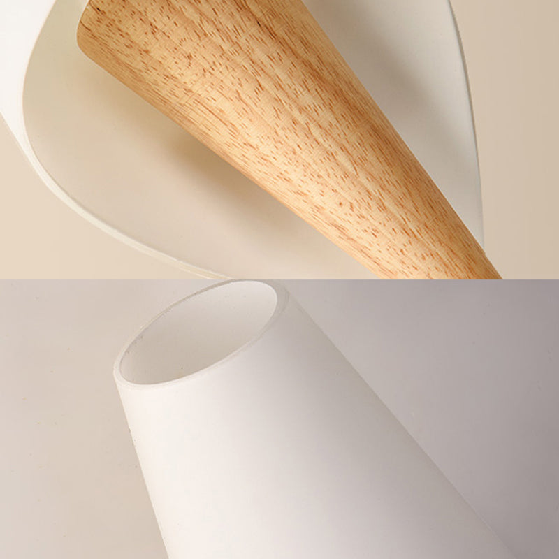 Avtoit | Glass Sweet Cone Wall Lamp Living Room 1 Light Contemporary Wall Light in White & Beige