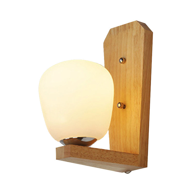 Avtoit | 1 Light Balloon-Shaped Wall Lamp Japanese Milk Glass Wall Lamp in White for Hotel Dining Room