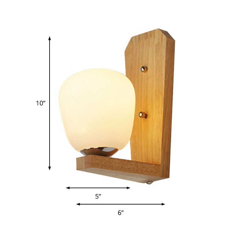 Avtoit | 1 Light Balloon-Shaped Wall Lamp Japanese Milk Glass Wall Lamp in White for Hotel Dining Room