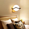 Avtoit | Contemporary globe shade wall lamp 1 head milk glass wall lamp in white for bedside table
