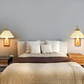 Avtoit | Milk glass conical wall lamp dining room corridor 1 light modern wall light with wooden base