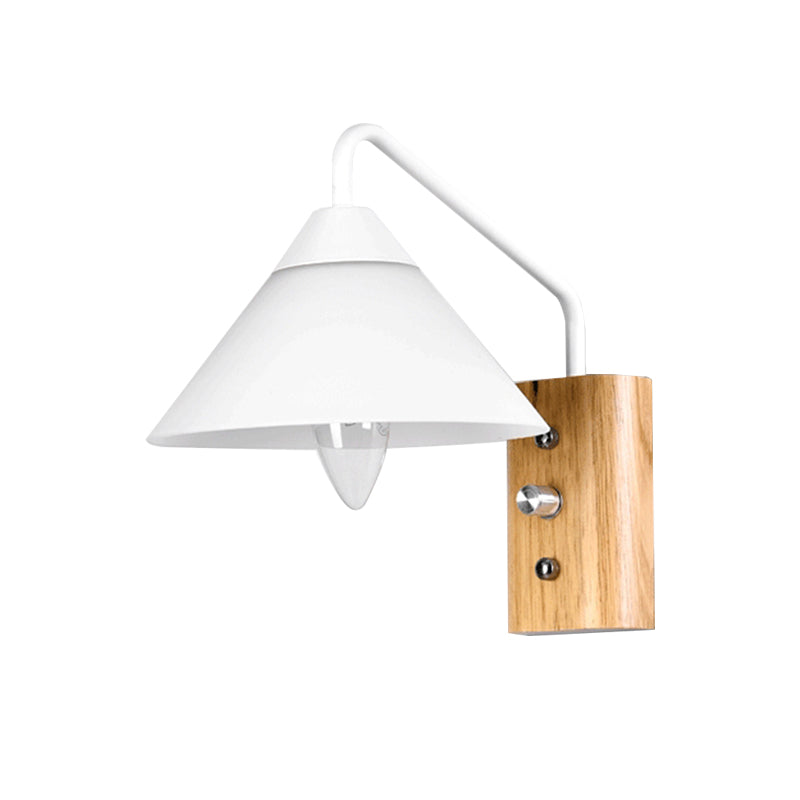 Avtoit | Milk glass conical wall lamp dining room corridor 1 light modern wall light with wooden base