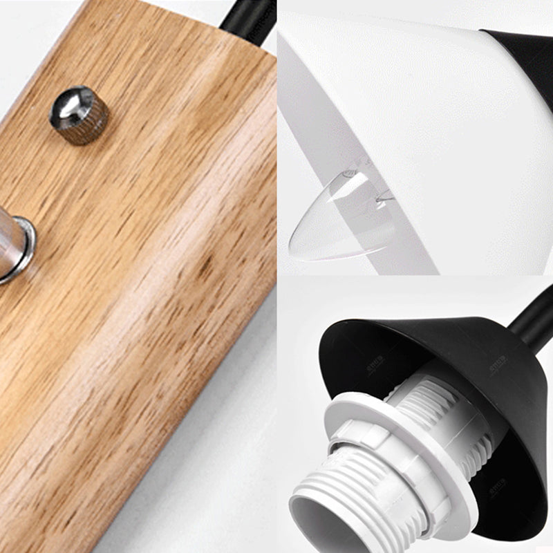 Avtoit | Milk glass conical wall lamp dining room corridor 1 light modern wall light with wooden base