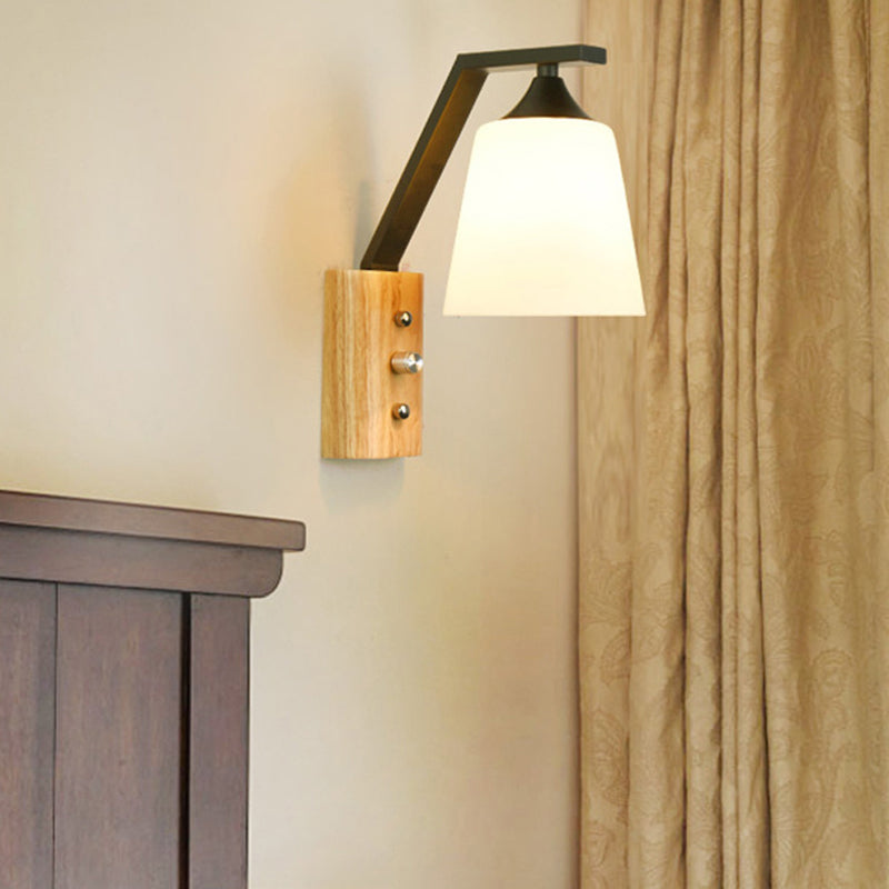 Avtoit | Bucket Shade Stairwell Wall Lamp Opal Glass 1 Head Contemporary Wall Light