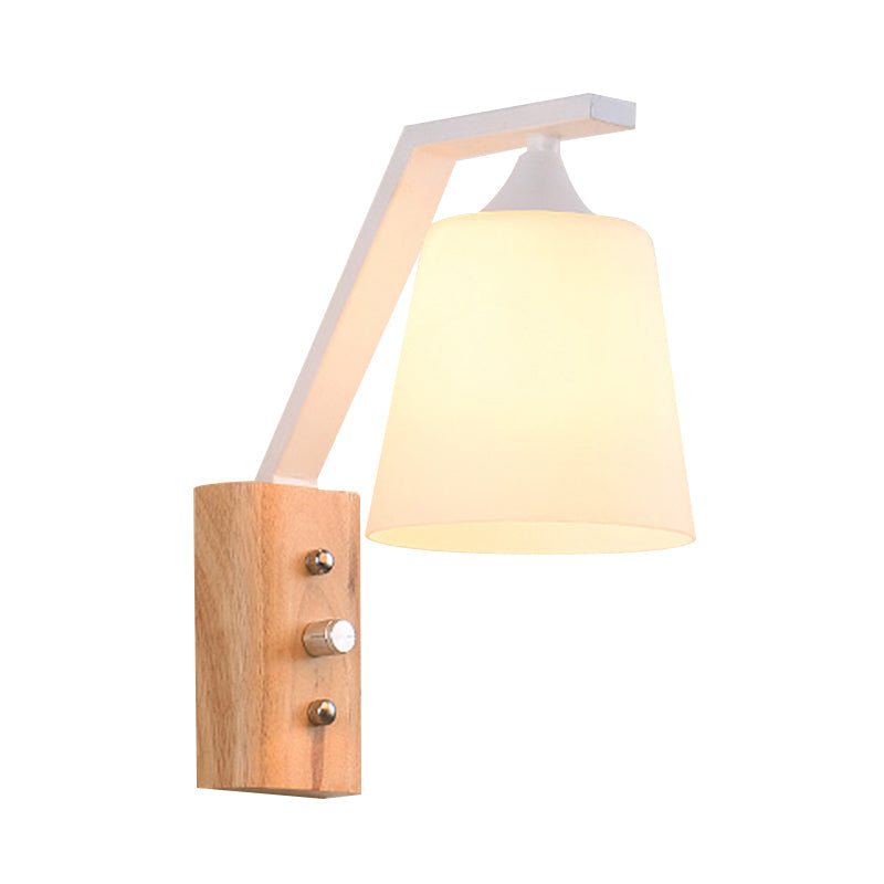 Avtoit | Bucket Shade Stairwell Wall Lamp Opal Glass 1 Head Contemporary Wall Light