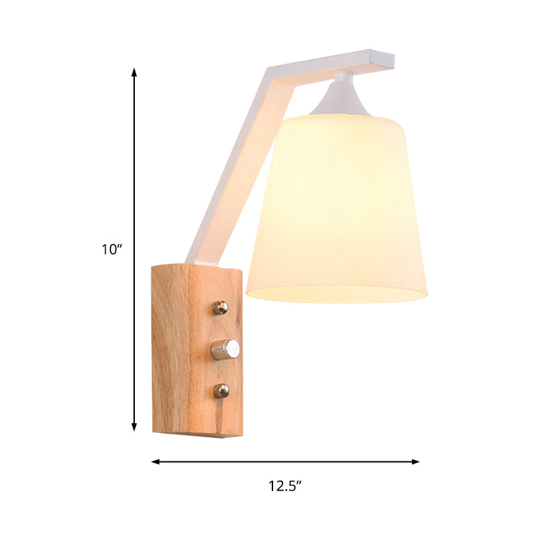 Avtoit | Bucket Shade Stairwell Wall Lamp Opal Glass 1 Head Contemporary Wall Light