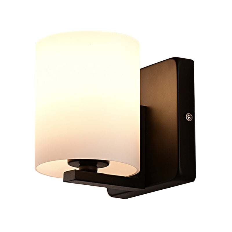 Avtoit | White Umbrella Wall Light with Black Base 1 Light Modern Style Milk Glass Wall Light for the Living Room