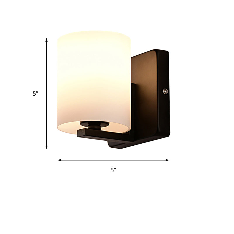 Avtoit | White Umbrella Wall Light with Black Base 1 Light Modern Style Milk Glass Wall Light for the Living Room