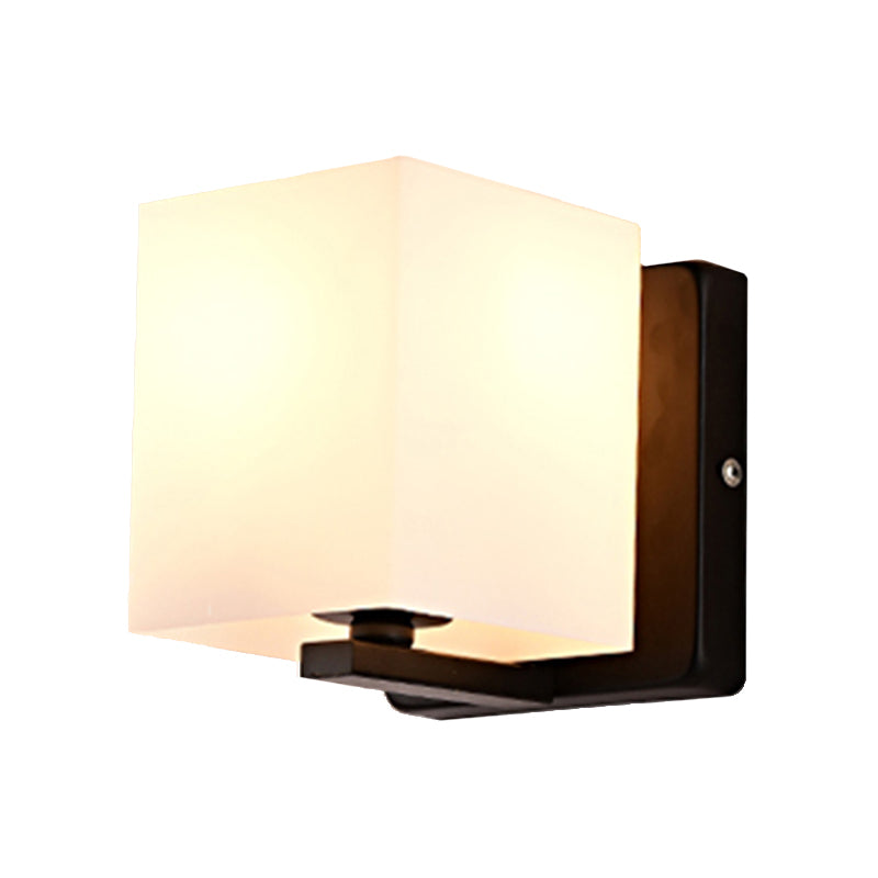 Avtoit | White Umbrella Wall Light with Black Base 1 Light Modern Style Milk Glass Wall Light for the Living Room