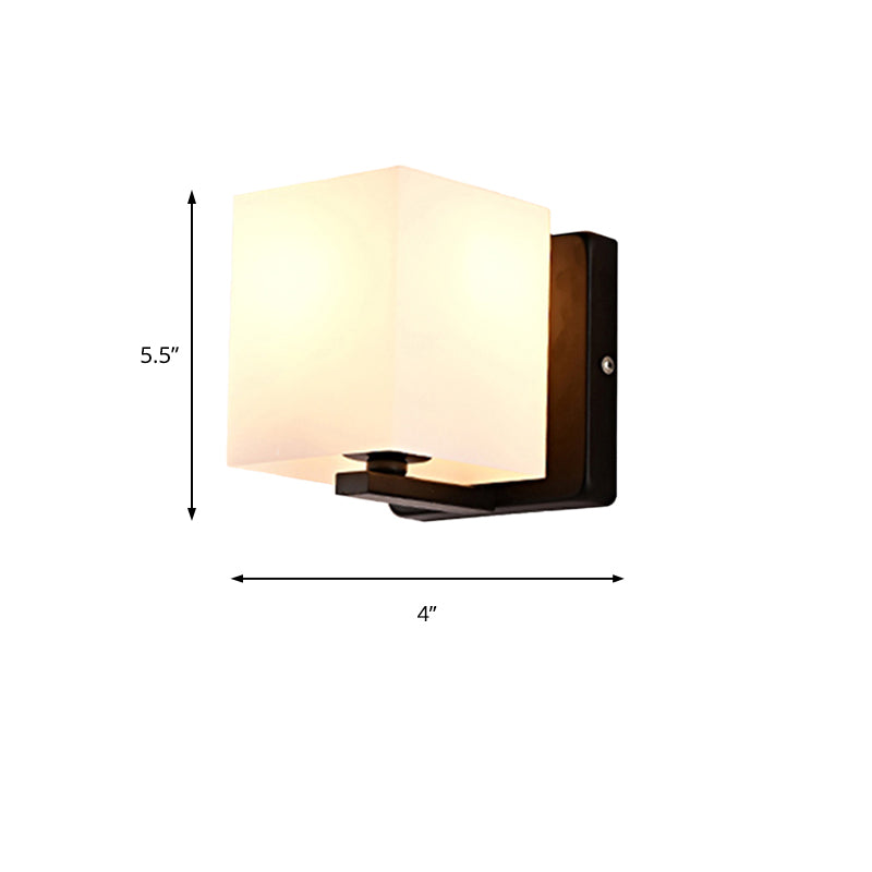 Avtoit | White Umbrella Wall Light with Black Base 1 Light Modern Style Milk Glass Wall Light for the Living Room