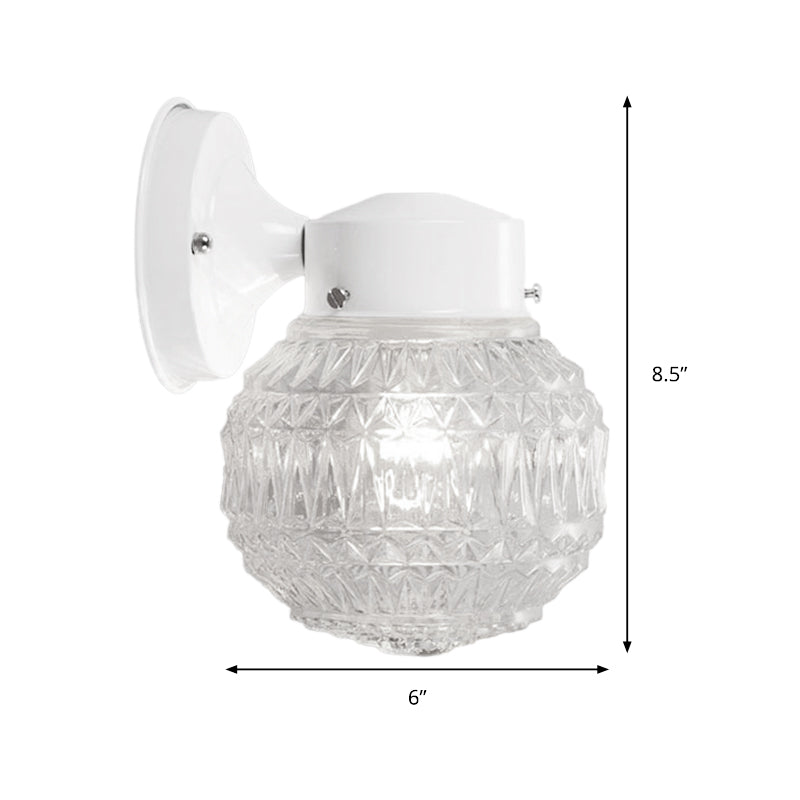 Avtoit | Black/White Spherical Wall Light Modernist 1 Light Grid Glass Wall Lamp Light for Reading Room