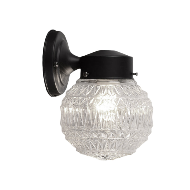 Avtoit | Black/White Spherical Wall Light Modernist 1 Light Grid Glass Wall Lamp Light for Reading Room