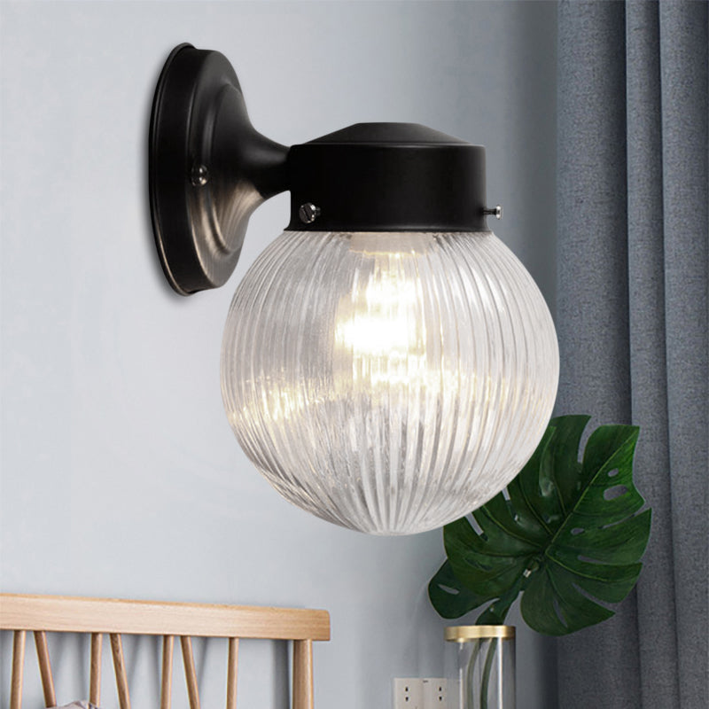 Avtoit | Prismatic Glass Global Wall Light Modern 1 Light Black/White Wall Mounted Lighting Fixture for Hall