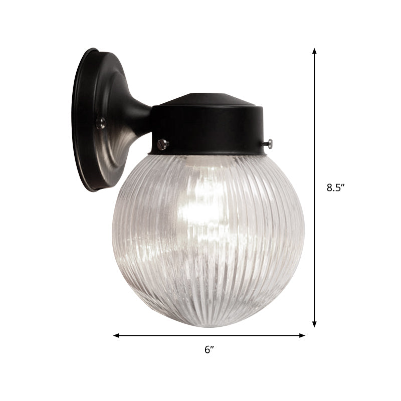 Avtoit | Prismatic Glass Global Wall Light Modern 1 Light Black/White Wall Mounted Lighting Fixture for Hall