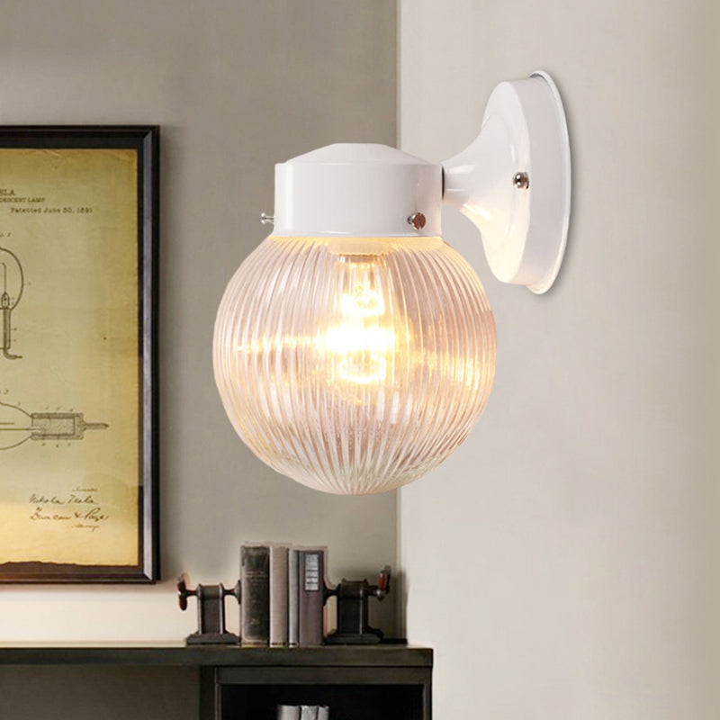 Avtoit | Prismatic Glass Global Wall Light Modern 1 Light Black/White Wall Mounted Lighting Fixture for Hall