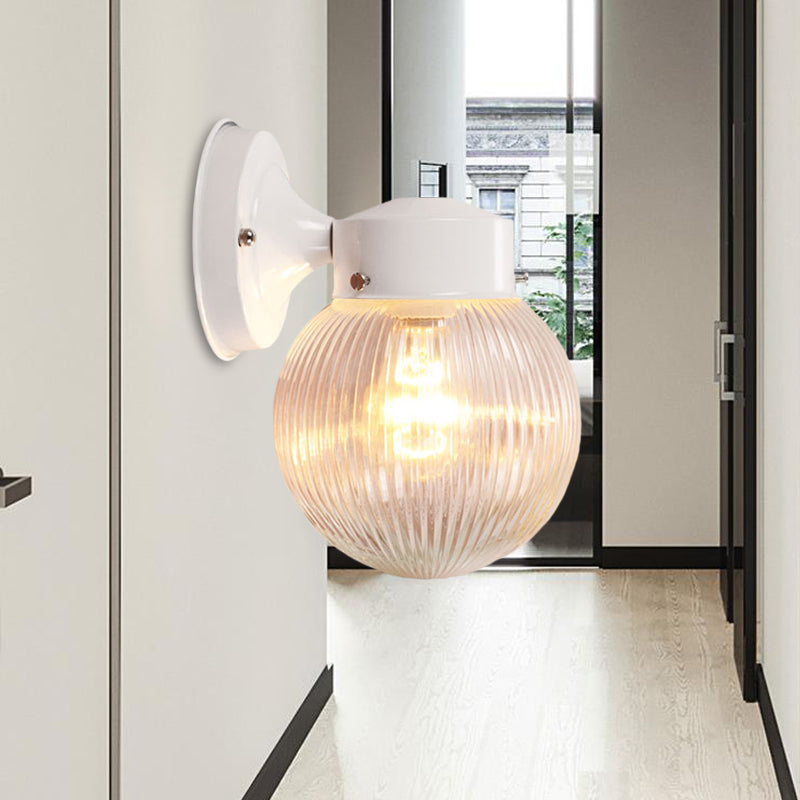 Avtoit | Prismatic Glass Global Wall Light Modern 1 Light Black/White Wall Mounted Lighting Fixture for Hall