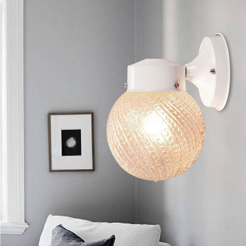 Avtoit | 1 Light Passage Wall Lighting with Globe Checkered Glass Shade Modern Black/White Wall Lamp Fixture