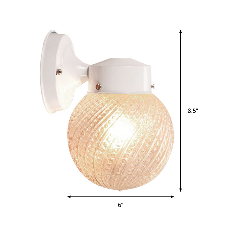 Avtoit | 1 Light Passage Wall Lighting with Globe Checkered Glass Shade Modern Black/White Wall Lamp Fixture