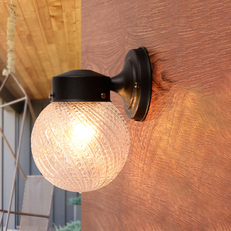 Avtoit | 1 Light Passage Wall Lighting with Globe Checkered Glass Shade Modern Black/White Wall Lamp Fixture