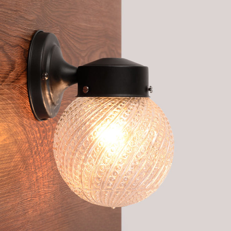 Avtoit | 1 Light Passage Wall Lighting with Globe Checkered Glass Shade Modern Black/White Wall Lamp Fixture