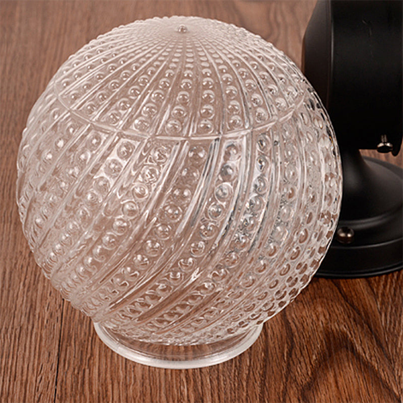 Avtoit | 1 Light Passage Wall Lighting with Globe Checkered Glass Shade Modern Black/White Wall Lamp Fixture