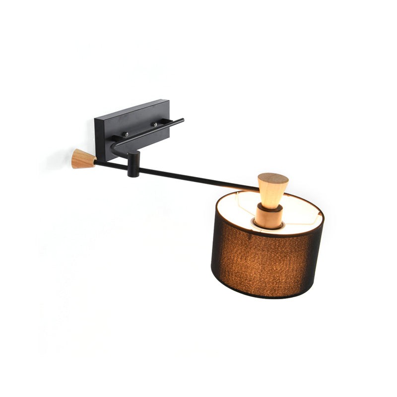 Avtoit | Drum Wall Lamp Sconce Modernism Fabric 1 Light Sconce Light in Black/White for Living Room