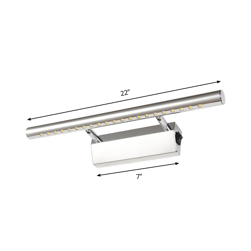 Avtoit | Modern Style Cylinder Vanity Wall Sconce Metallic 10"/16" W LED Bathroom Wall Light in Chrome, Warm-/White Light