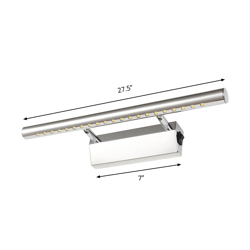 Avtoit | Modern Style Cylinder Vanity Wall Sconce Metallic 10"/16" W LED Bathroom Wall Light in Chrome, Warm-/White Light
