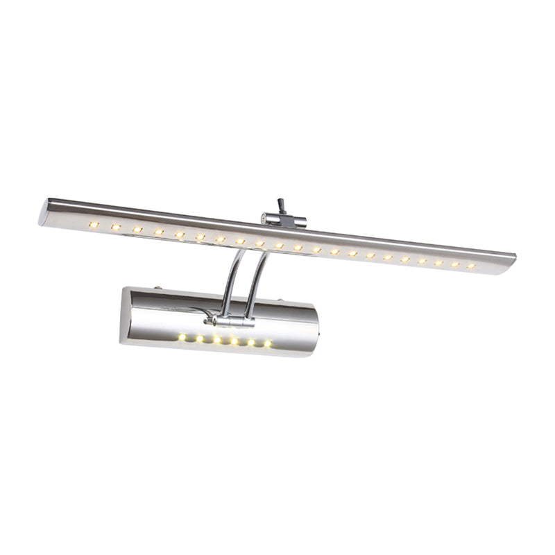 Avtoit | Nickel Finish Linear Wall Lamp Contemporary 16"/21.5" Width LED Metallic Makeup Lighting in White/Warm Light