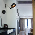 Avtoit | 1 Bulb Metal Wall Light Industrial Black Swivel Arm Study Wall Lamp Light with Bowl Shade