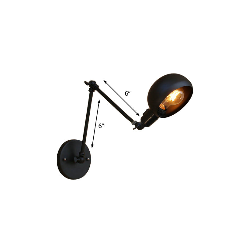 Avtoit | 1 Bulb Metal Wall Light Industrial Black Swivel Arm Study Wall Lamp Light with Bowl Shade