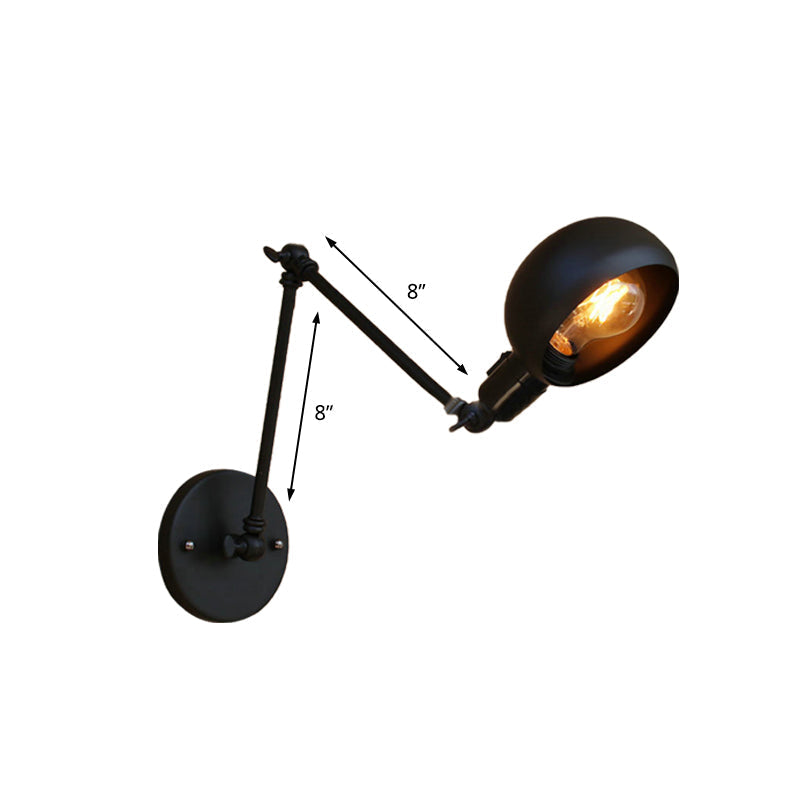 Avtoit | 1 Bulb Metal Wall Light Industrial Black Swivel Arm Study Wall Lamp Light with Bowl Shade