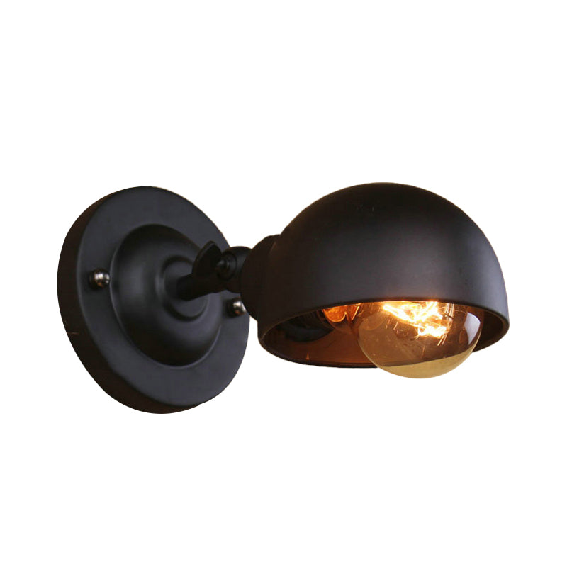 Avtoit | 1 head wall-mounted light loft style dome shade metal adjustable wall lamp in black for bedroom