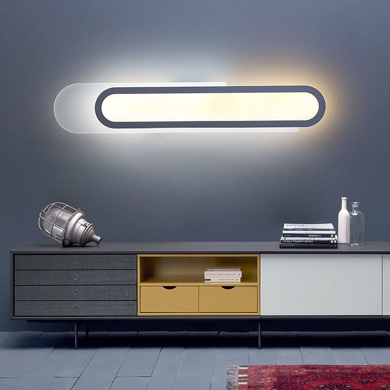 Avtoit | LED Bathroom Mirror Light with Oblong Acrylic Shade White Wall Sconces in Warm/White Light, 12"/18"/20" Wide