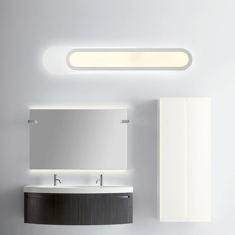 Avtoit | LED Bathroom Mirror Light with Oblong Acrylic Shade White Wall Sconces in Warm/White Light, 12"/18"/20" Wide