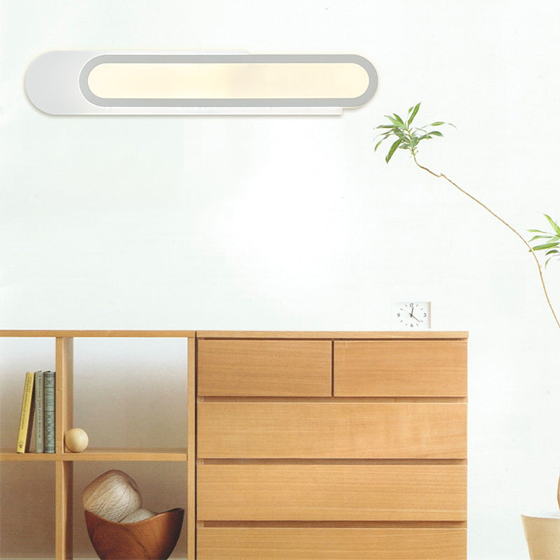 Avtoit | LED Bathroom Mirror Light with Oblong Acrylic Shade White Wall Sconces in Warm/White Light, 12"/18"/20" Wide