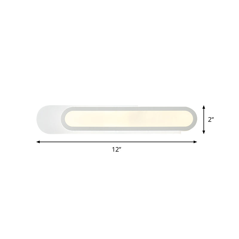 Avtoit | LED Bathroom Mirror Light with Oblong Acrylic Shade White Wall Sconces in Warm/White Light, 12"/18"/20" Wide