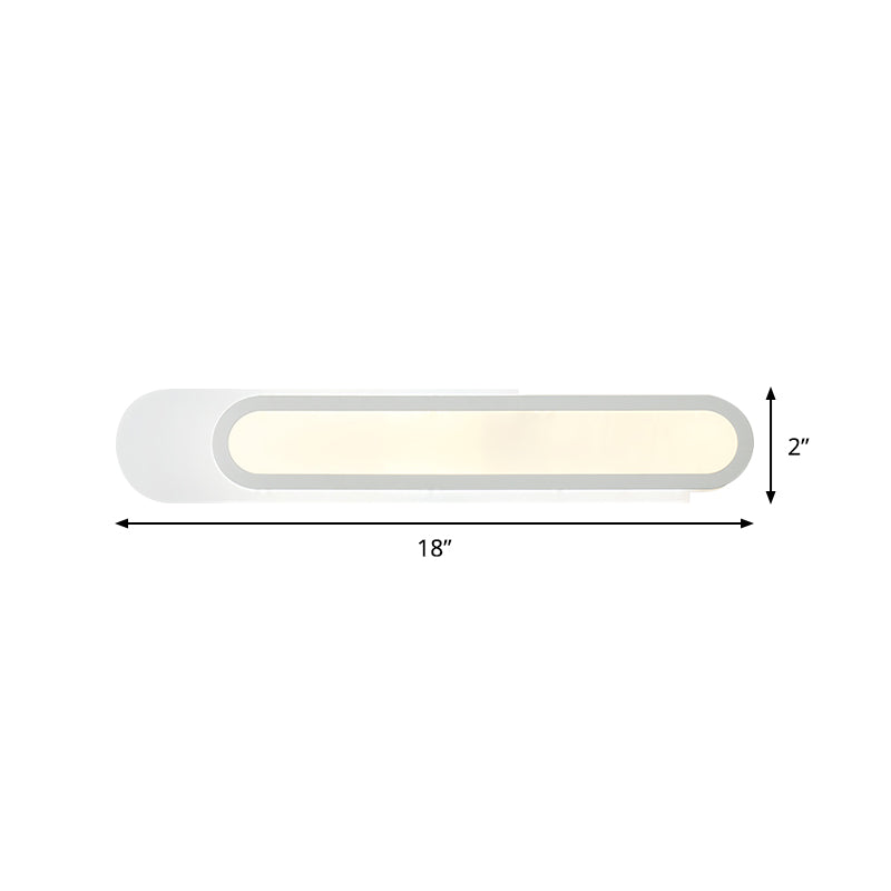 Avtoit | LED Bathroom Mirror Light with Oblong Acrylic Shade White Wall Sconces in Warm/White Light, 12"/18"/20" Wide