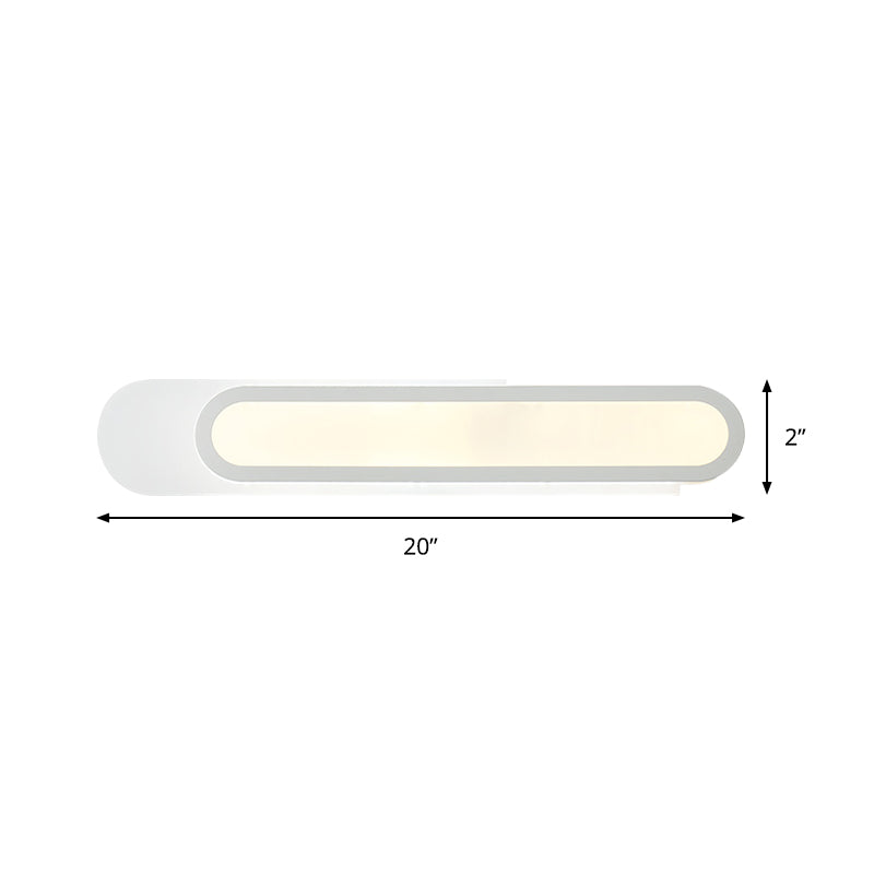Avtoit | LED Bathroom Mirror Light with Oblong Acrylic Shade White Wall Sconces in Warm/White Light, 12"/18"/20" Wide