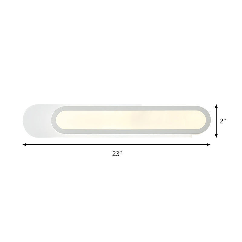 Avtoit | LED Bathroom Mirror Light with Oblong Acrylic Shade White Wall Sconces in Warm/White Light, 12"/18"/20" Wide