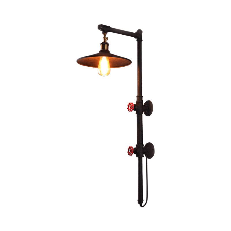 Avtoit | 1 Light Flat Wall Sconce Lighting with Pipe and Angle Arm Industrial Style Black Metallic Wall Lamp